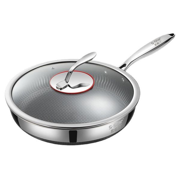 

pans stainless steel non stick non-coated pancake egg frying pan gas induction cooker utensilios de cocina cooking utensils