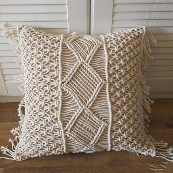

pillow case macrame cushion cover bohemia pillowcase handmade thread covers sofa geometry ethnic pillowcases 45*45cm