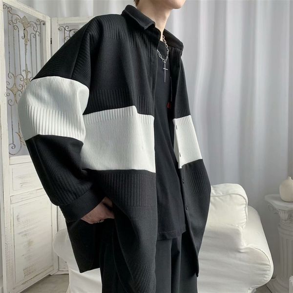 

cardigan knitted men's spring autumn winter wear inschao color contrast salt jacket loose and lazy coat, Black;brown