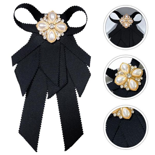 

bow ties alloy bowknot brooch elegant rhinestone pin clothes accessories, Black;gray