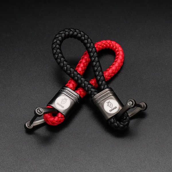 

keychains car keyring auto accessories for saab 9-3 9-5 93 95 900 9000 leather rope key chain metal sporty ring, Silver