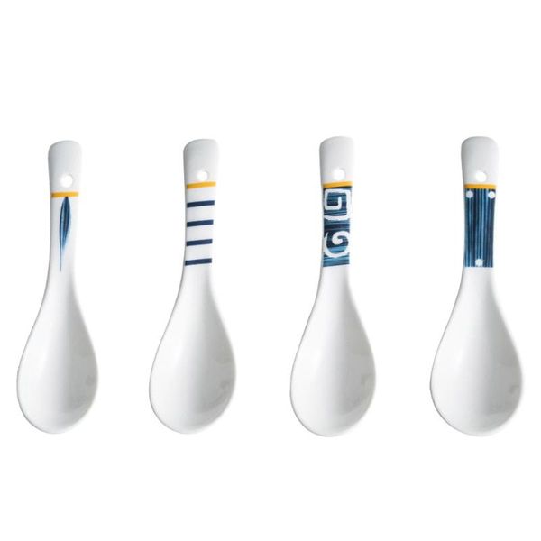 

spoons 4pcs japanese ceramic soup simple rice for home restaurant
