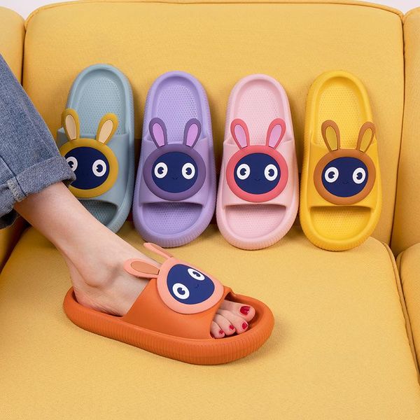 

slippers women summer home cartoon sandals and bathroom leaking men, Black