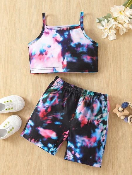 

baby tie dye cami & shorts she02, White