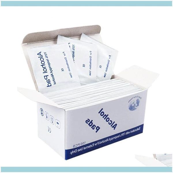 Sanitary Paper Care Health Beautyalcohol Wipe Pad Tampone medico Bustina Strumento antibatterico Detergente Salviettine umidificate 100 Pz / lotto 75% Alcol Prep Sw