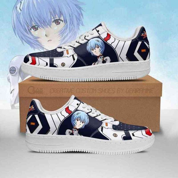 

diy anime shoes evangelion rei ayanami sneakers neon genesis casual running sport walking lightweight tennis, Black