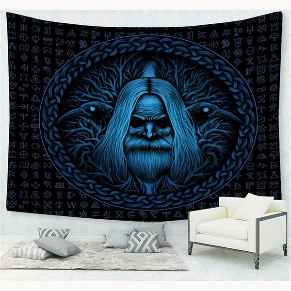 

tapestries viking raven tapestry wall hanging blanket bedroom decor runes carpet