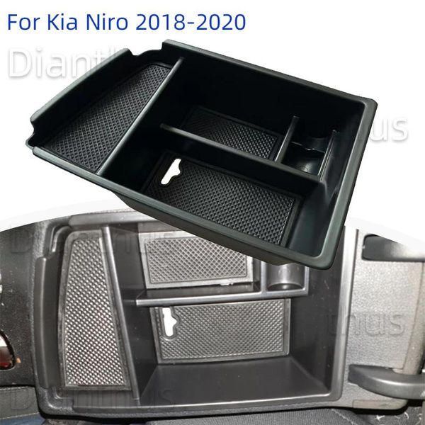 

car organizer for kia niro 2021 center console armrest storage box interior tray abs accessories