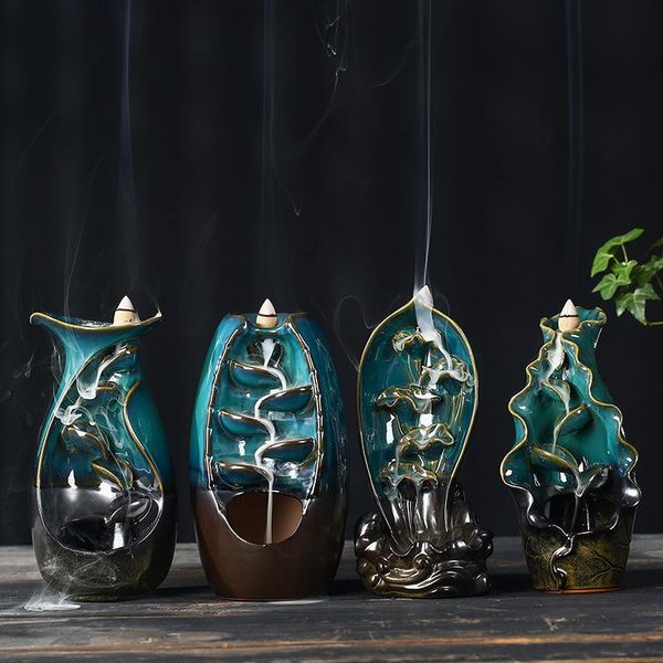 

fragrance lamps backflow incense burner smoke waterfall ceramic yoga ornaments creative home