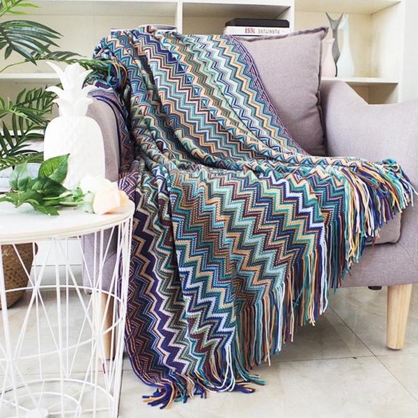 

blankets bohemian throw blanket sofa cover geometric knitted slipcover for couch multifunctional boho decorative cobertor home