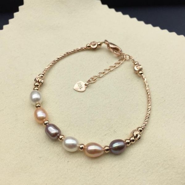 

other bracelets unique pearls jewellery store freshwater pearl bracelet 5-6mm rice fine jewelry charming girl lady's gift, Golden;silver