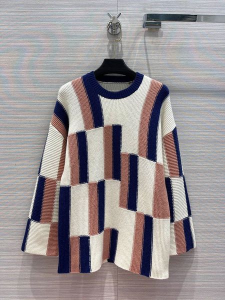 

high-end famous brand womens clothing autumn and winter temperament casual geometric loose cashmere sweater womens fashi, White;black