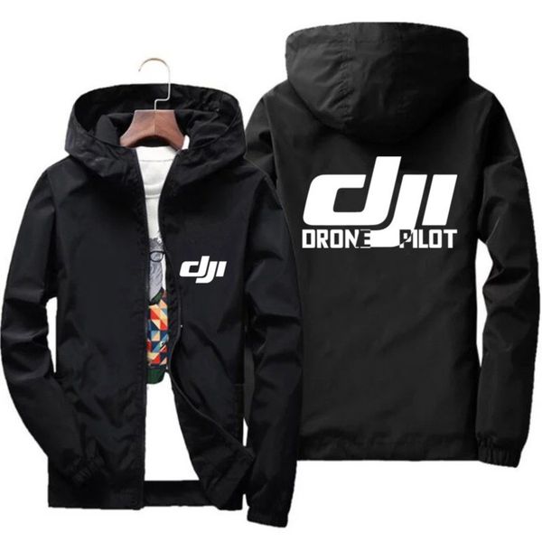 

men's bomber hooded dji drone pilot casual thin windbreaker ets coat male outwear sports windproof clothing large size 7xl, Black;brown