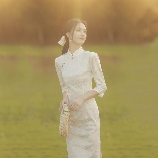 

ethnic clothing white lace vestidos improved bride gown slim classic oriental chinese qipao young vintage mandarin cheongsams celebrity dres, Red