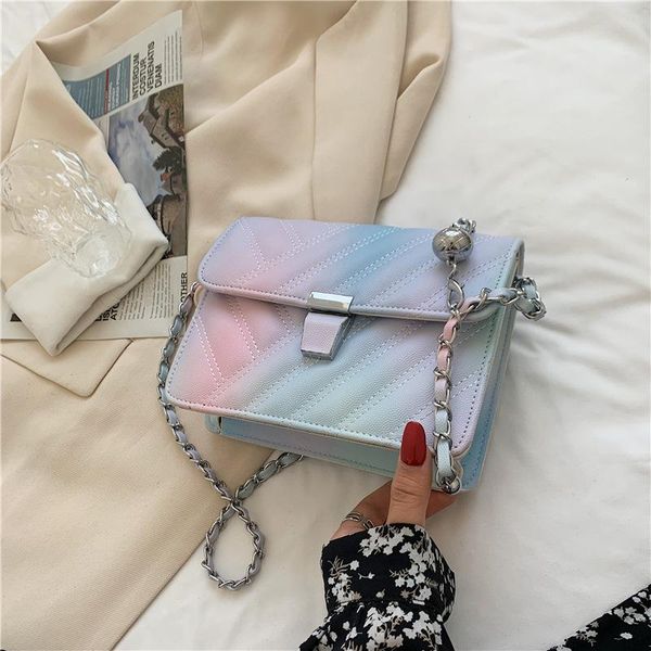 

evening bags qyahlybz band gradient women's bag 2021 fashion shoulder messenger ins chain small square luxury designer handbag female