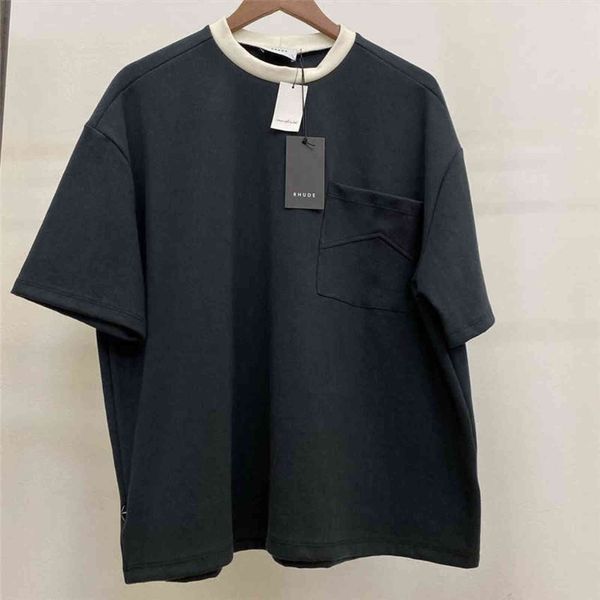 

t-shirt men women rhude casual t-shirts black beige o-neck 52ko, White;black