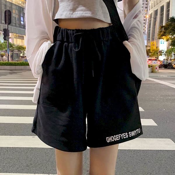 

five-point gray athletic pants wild hong kong taste straight casual high-waist high-leg women's shorts summer ke05, White;black