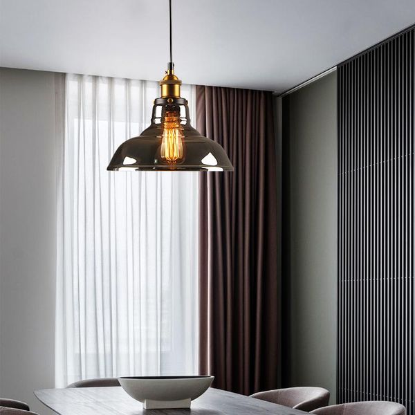

pendant lamps vintage lights modern glass lamp loft retro hanglamp industrial dinning room bedroom kitchen e27 smoky grey