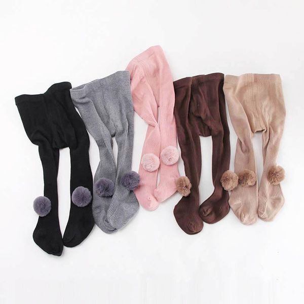 

soft cotton newborn baby tights warm pantyhose lovely princess pompom toddler infant tights stockings winter baby girls, Blue