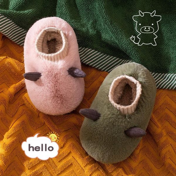 

slipper children' bag heel cotton slippers autumn winter boys and girls cartoon lovely family home indoor warm hair mop, Black;grey