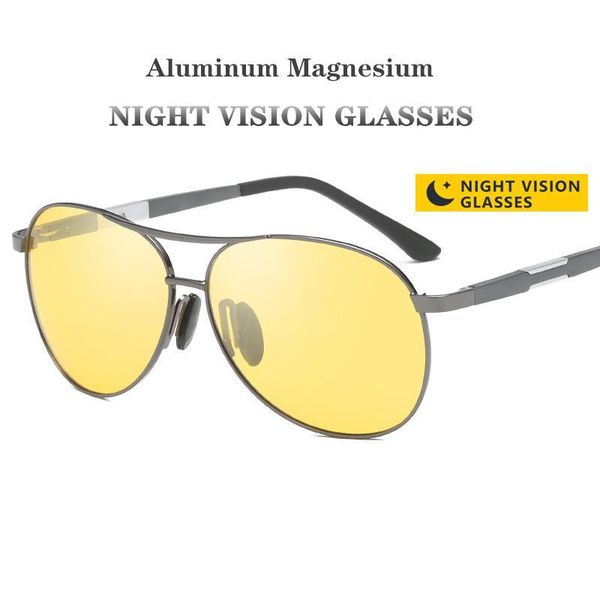 

aviation polarized eyewear night driving glasses yellow women vintage men kaixing vision sunglasses aluminum shade vammk anti-glare laebn, White;black