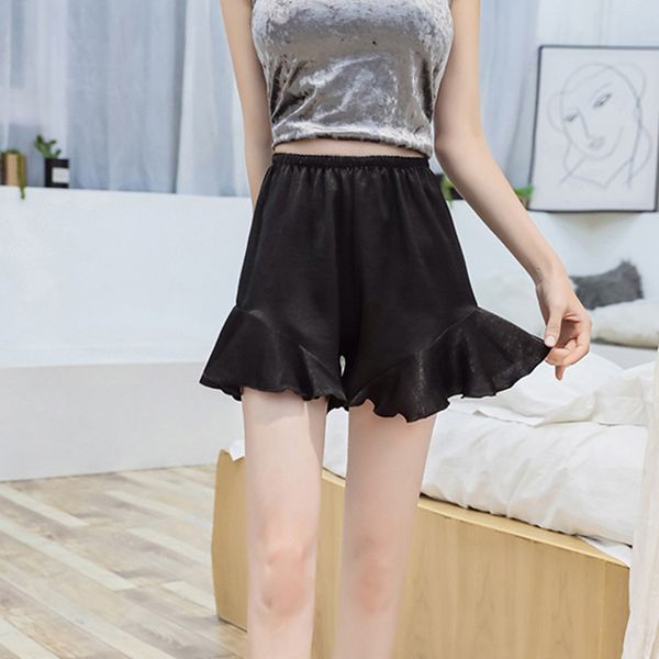 

summer shorts. ruffled safety pants loose inside and outside wear anti-exposure three pants plus size korean style leggings. brfs, White;black