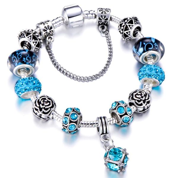 

charm bracelets octbyna fashion delicate murano beads charms bracelet for women kids silver color snake chain fine bracelet&bangles jewelry, Golden;silver