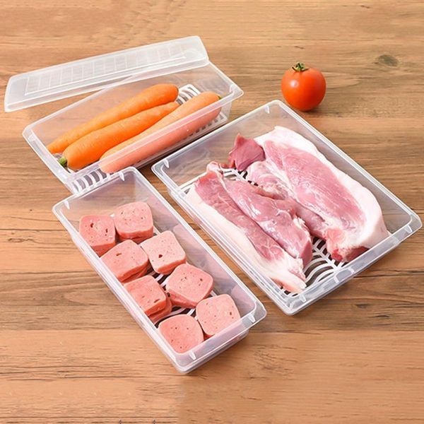 

storage bottles & jars kitchen plastic box fresh-keeping refrigerator fruit vegetable drain crisper containers with lid
