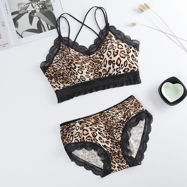 

graphene leopard cross sling and bra set underpants, Red;black