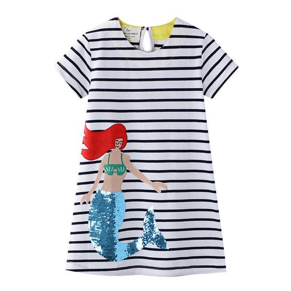 

jumping meters animals girls dresses summer children cotton dress stripe tunic school baby 210529, Red;yellow