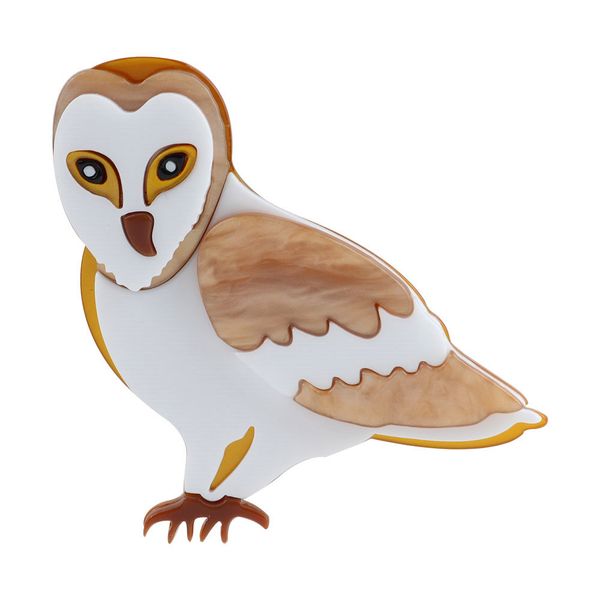 

fishsheep big owl acrylic brooches pins for women cute animal birds brooch lapel pin badge casual clothes jewelry banquet gifts, Gray