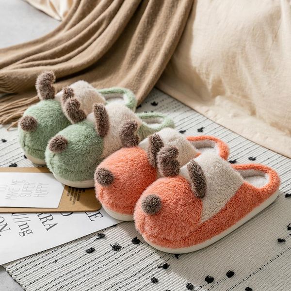 

slippers women cartoon fleece eva platform flat shoes for winter, Black