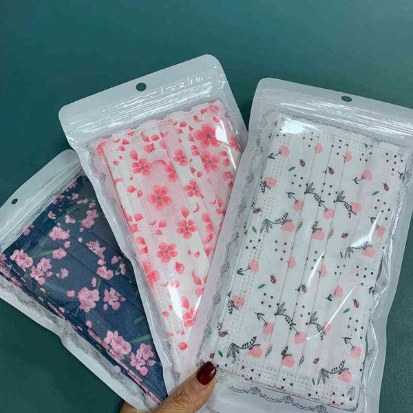 

cartoon flower printing non-woven disposable mask men and women anti-dust masks j7tf