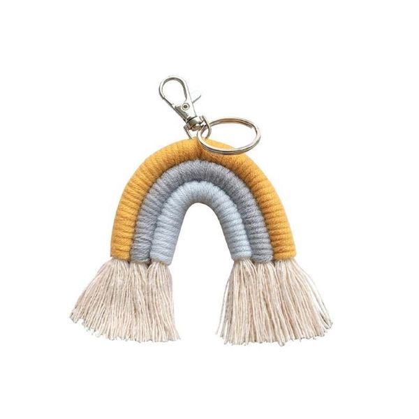

weaving rainbow keychains for women boho handmade key holder keyring macrame bag charm car hanging jewel jllzgn