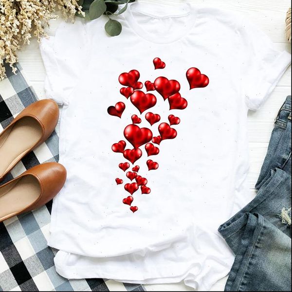 

women lady sweet love lover couple valentine 90s floral print t tee womens tshirt female shirt clothes graphic t shirt, White