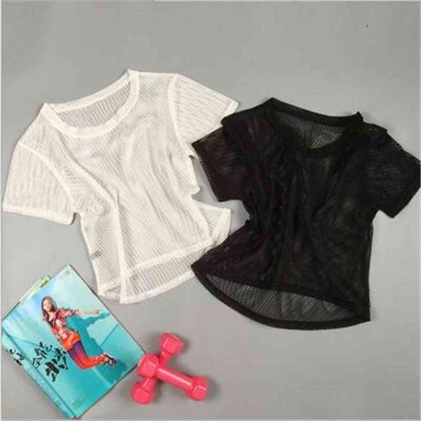 

transparency cool see womens t shirts through loose summer mesh camisetas feminino net crop top, White