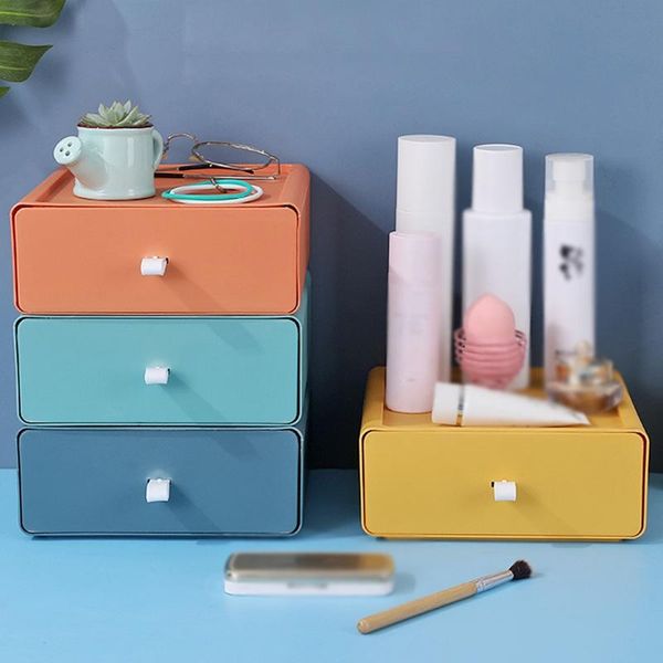 

storage boxes & bins stackable drawer multicolor container with plastic deskcosmetic box