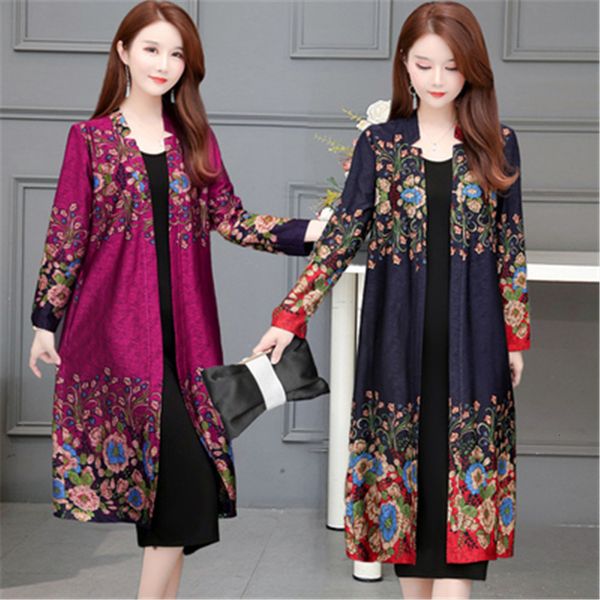 

women's knits & tees plus size 5xl women's embroidery cardigan nightgown vintage autumn floral winter printed woman's knitted, White