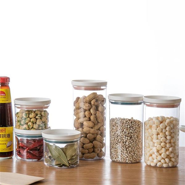 

storage bottles & jars moisture-proof plastic transparent jar with lid food grade grain box household save place cases home organizer