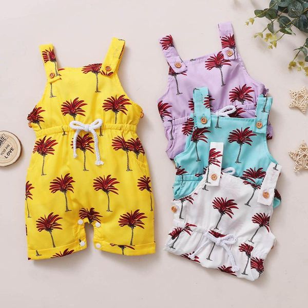 

jumpsuits 3-18months multicolor toddler baby girl floral printed suspender romper jumpsuit clothes born coconut tree print m4, Blue