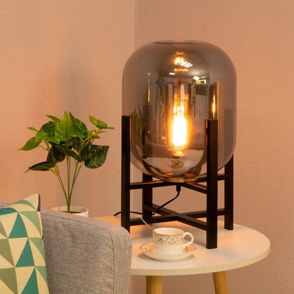 

floor lamps nordic decorative table lamp winter melon modern bedroom bedside living room clear amber smoky gray glass light