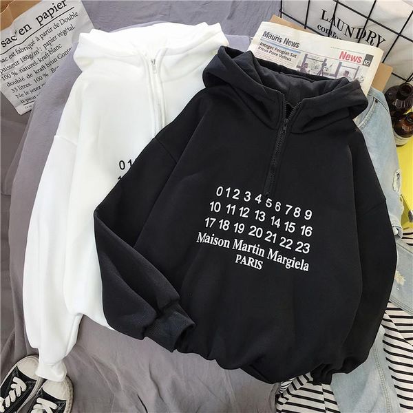 

women's hoodies & sweatshirts autumn winter warm plush fleece hooded sweatshirt student pullovers harajuku letter printed long sleeve w, Black
