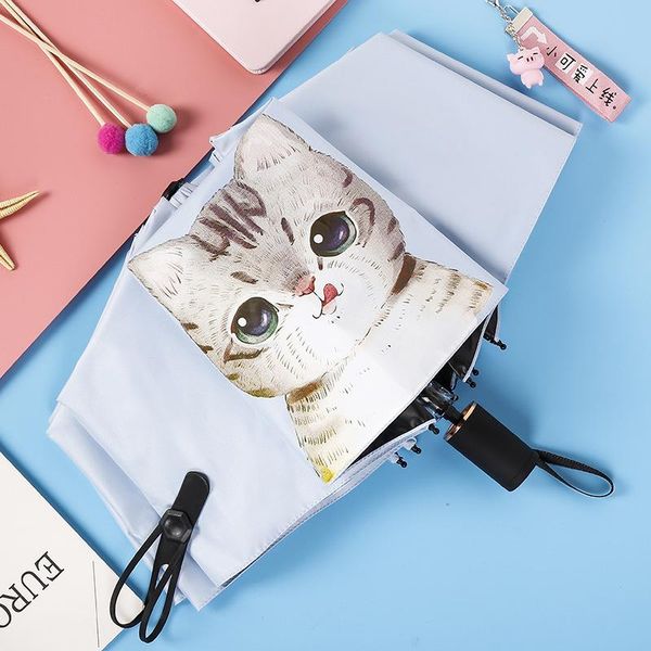 

umbrellas cat umbrella cartoon sunny and rainy black coating strong stand paraguas plegable resistente al viento
