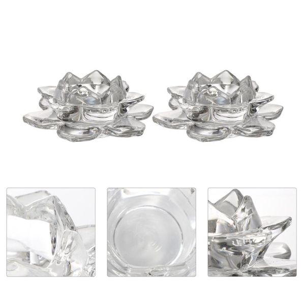 

candle holders 2pcs exquisite crystal glass lotus holder candlestick (transparent)
