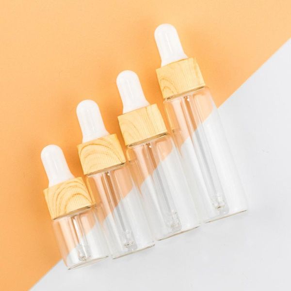 

storage bottles & jars 4pcs glass dropper dispenser bottle wood grain essential oil cosmetic containers points bottling (5ml)