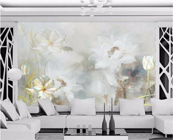 

wallpapers wellyu custom portrait mural wallpaper 3d stereo european simple white hand painted oil painting background wall paper mural3d