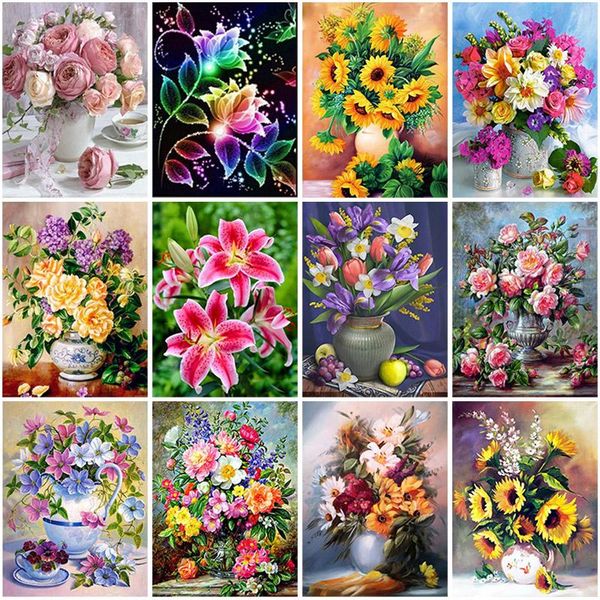 

diamond painting diy flower 5d full round drill rhinestone landscape embroidery cross stitch kits home decor wall art