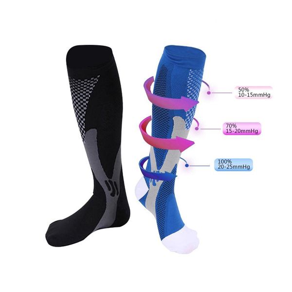 

men's socks men women compression fit for sports black anti fatigue pain relief knee high stockings eu 39-47