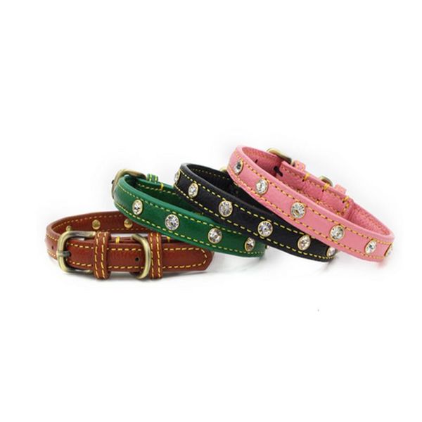 

dog collars & leashes leather pet collar hand sewing pattern colorful with diamonds