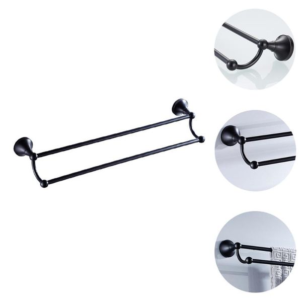 

towel racks 1pc black antique double rod bronze bar bathroom supply (black)
